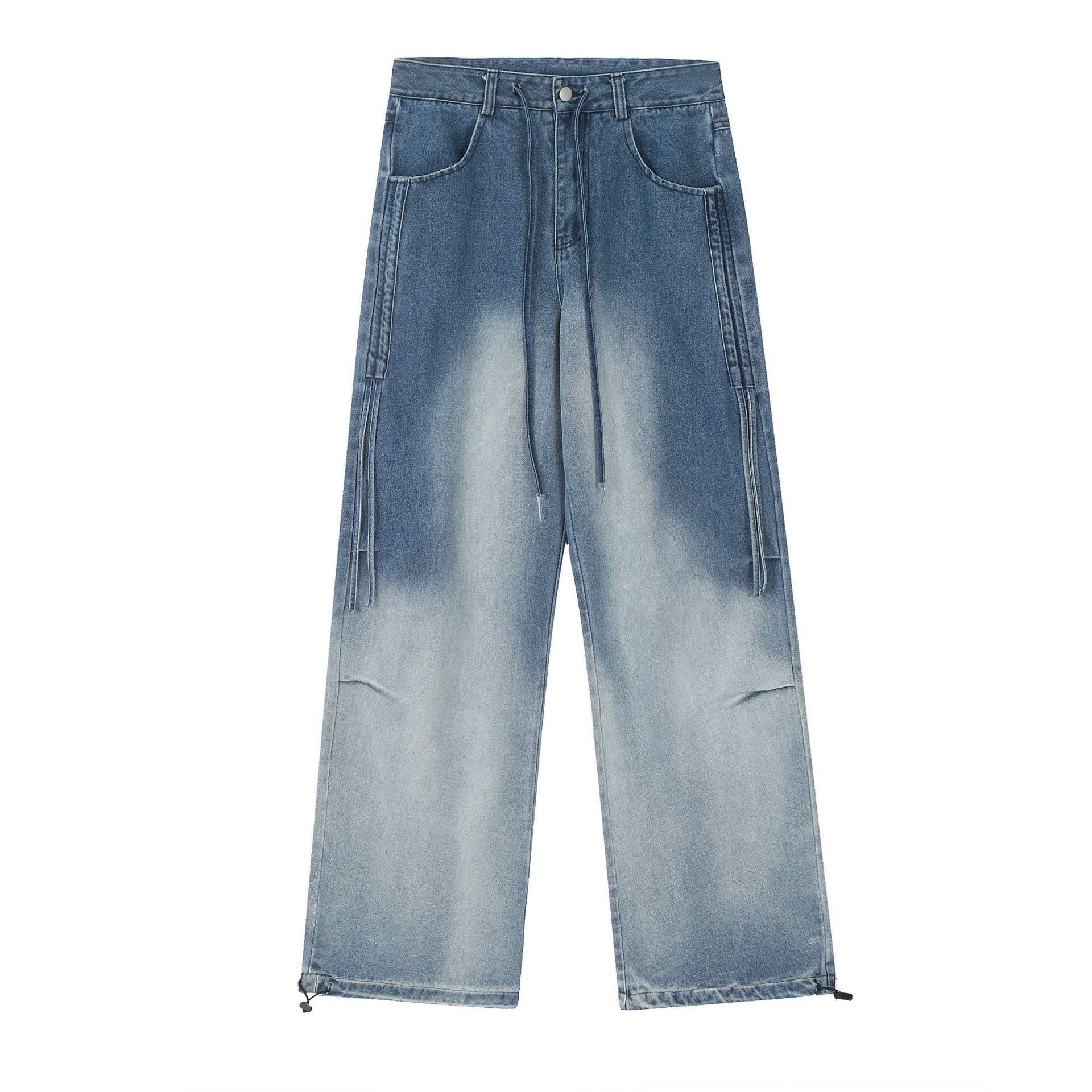 Gradient Tie-dye Straight-leg Denim Trousers Men Jeans - Velora