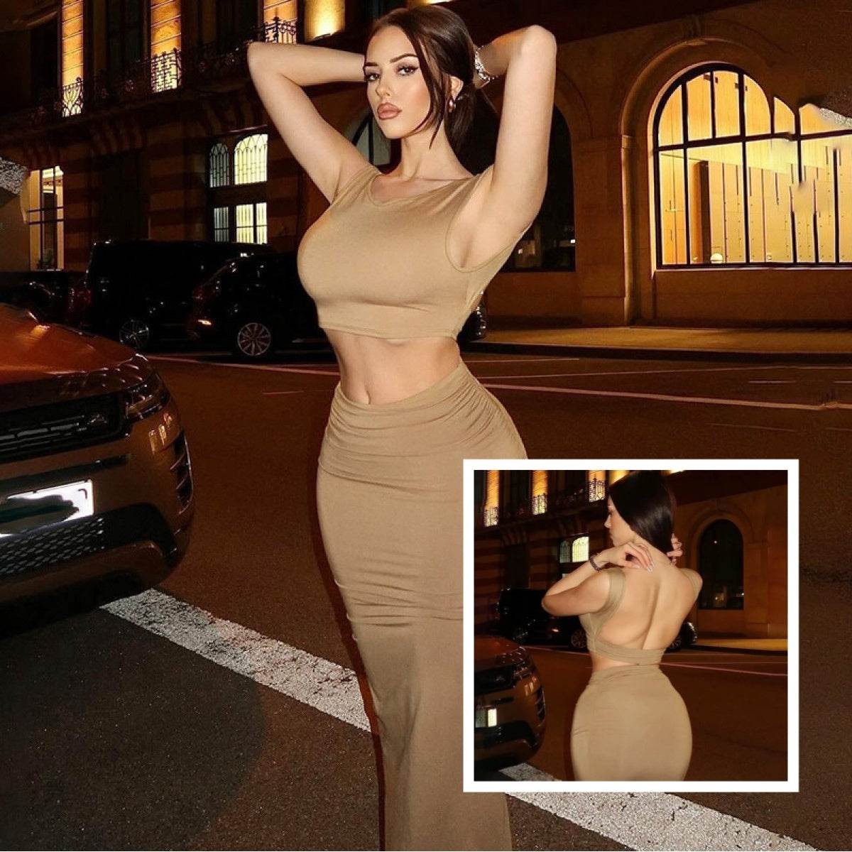 Women Tank Tops Long Skirts Party Dresses Two Piece Matching Sets Outfit 2025 Summer Clothes Slim Solid Color - Velora