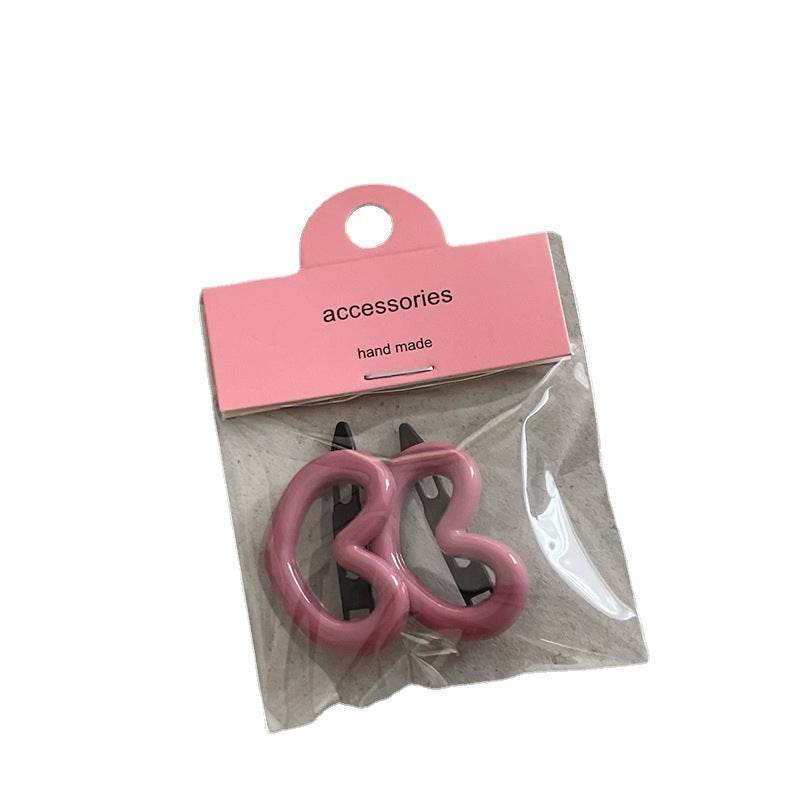 Girl's Love Side Bang Clip Frog Buckle Word Clip Fashion Color Plastic Hairpin A Pair Of Hairclips - Velora