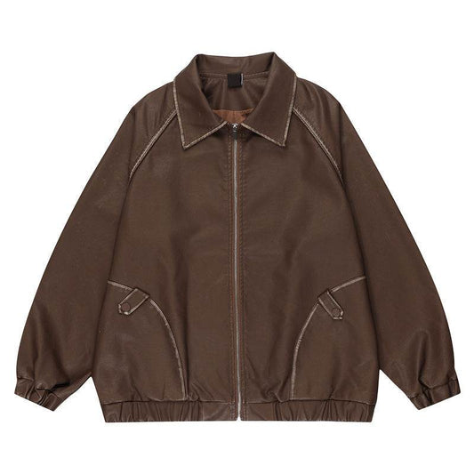 Men's PU Maillard Leather Coat - Velora
