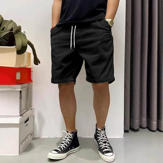 Men's Cargo Shorts Summer Vintage Corduroy Drawstring Pants With Pockets - Velora