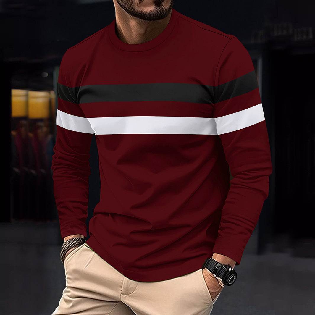 Men's Casual Round Neck Long Sleeve T-shirt Top - Velora