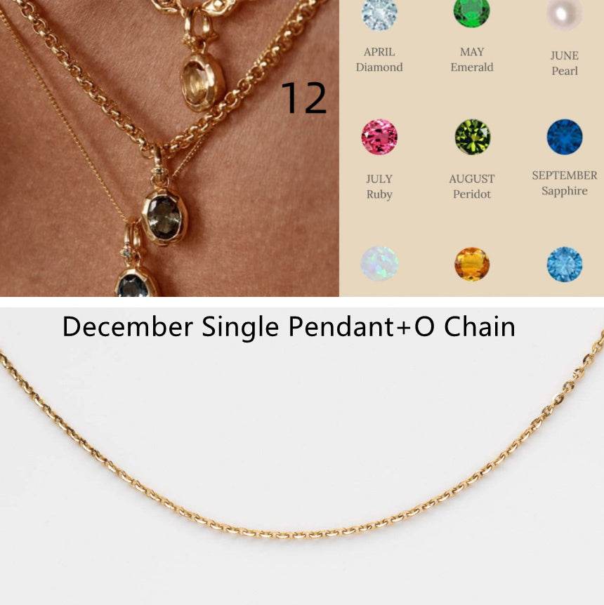 Stainless Steel Twelve Birthday Stone Necklace 12 Birthday Stone Love Pendant Moon Stone Women's Gift Jewelry - Velora