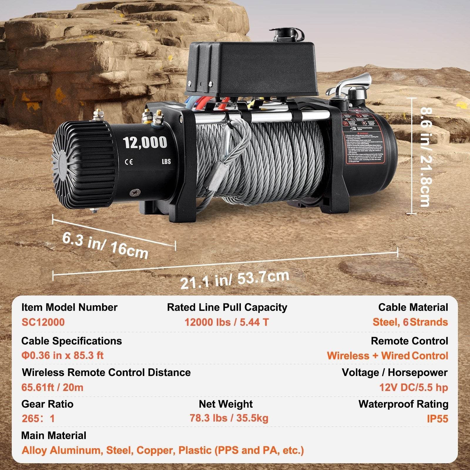 VEVOR Jeep winch UTV ATV Truck Winch heavy duty Pulling Lifter - Velora