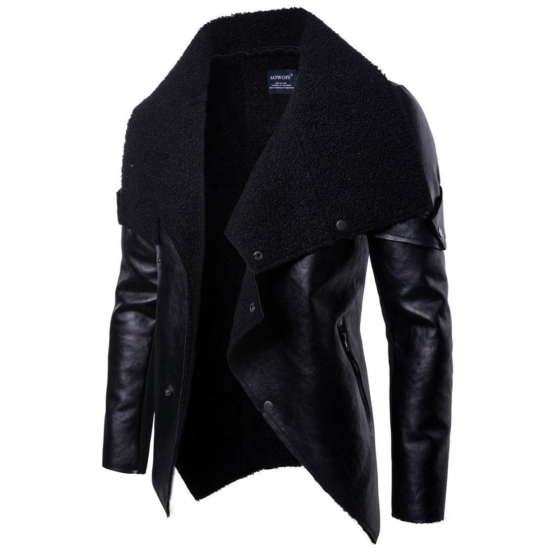 Men's Motorcycle Leather Jacket Personality Washed Leather Jacket Coat - Velora