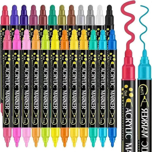 Acrylic Marker Pen Double-headed Stackable Water-based Paint Brush Paint Marker and Highlighter - Velora