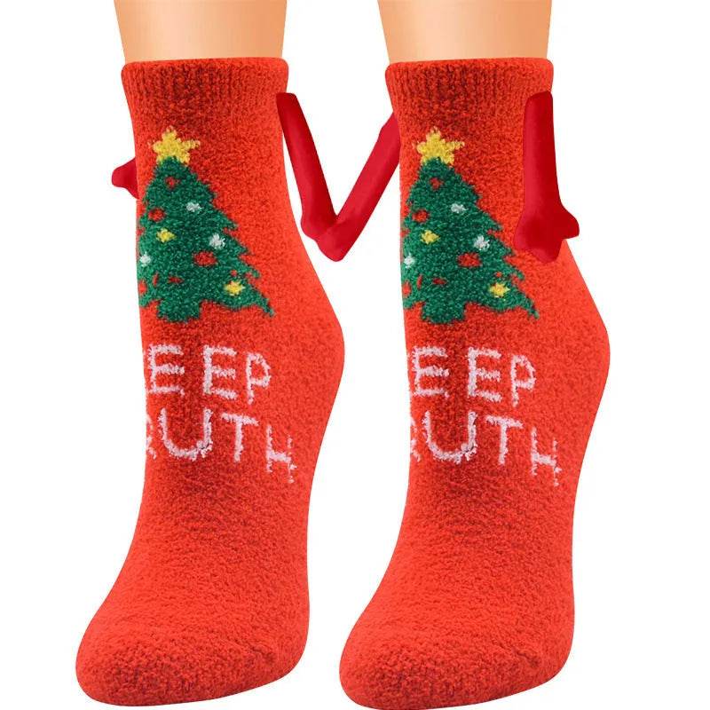 Soft Carton Christmas-themed Fleece Winter Home socks for Women - Velora