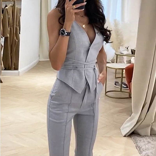 Temperament Waist-controlled Sexy Vest Skinny Pants Two-piece Set - Velora