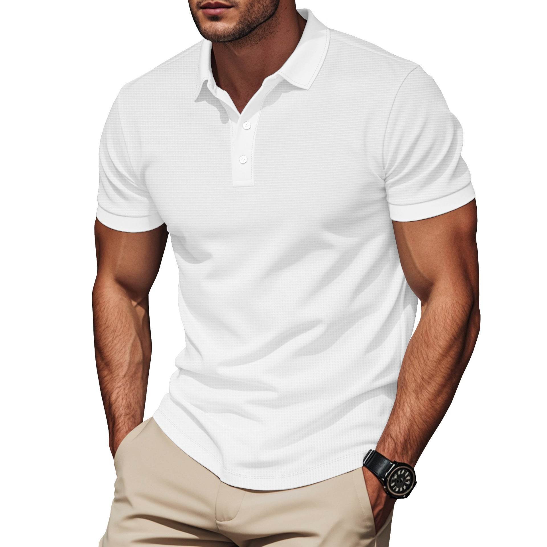 Lapel Color Matching Short Sleeve Plus Size Men - Velora