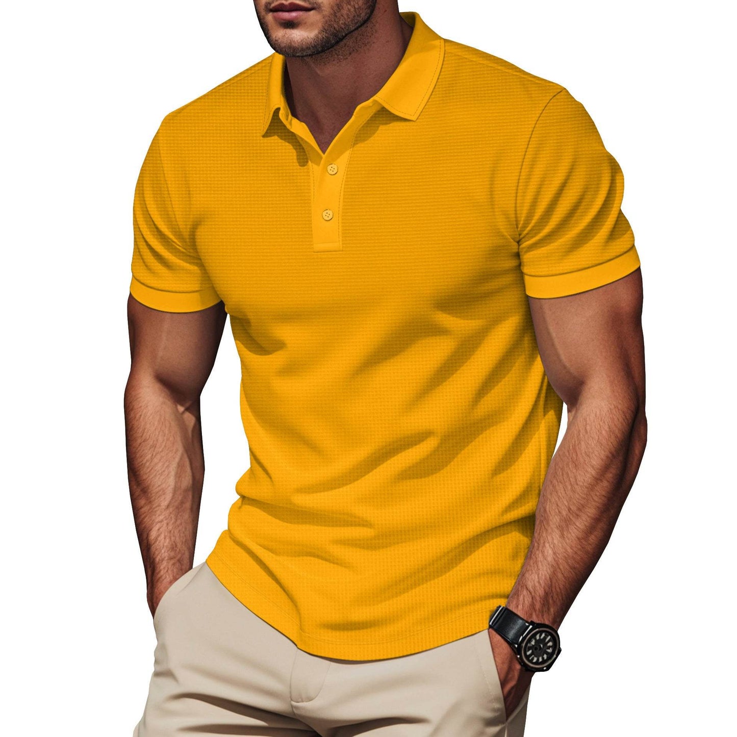 Lapel Color Matching Short Sleeve Plus Size Men - Velora