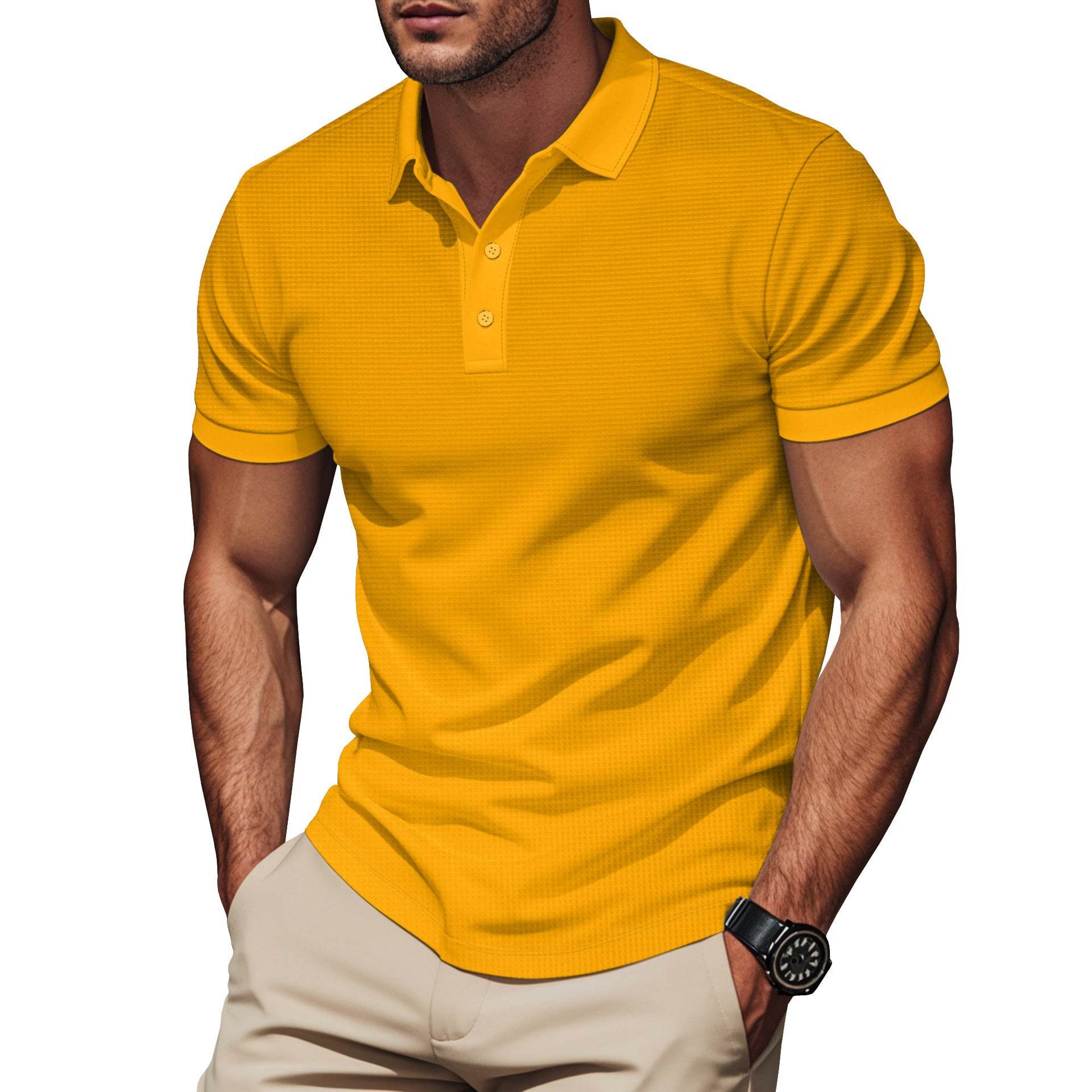 Lapel Color Matching Short Sleeve Plus Size Men - Velora