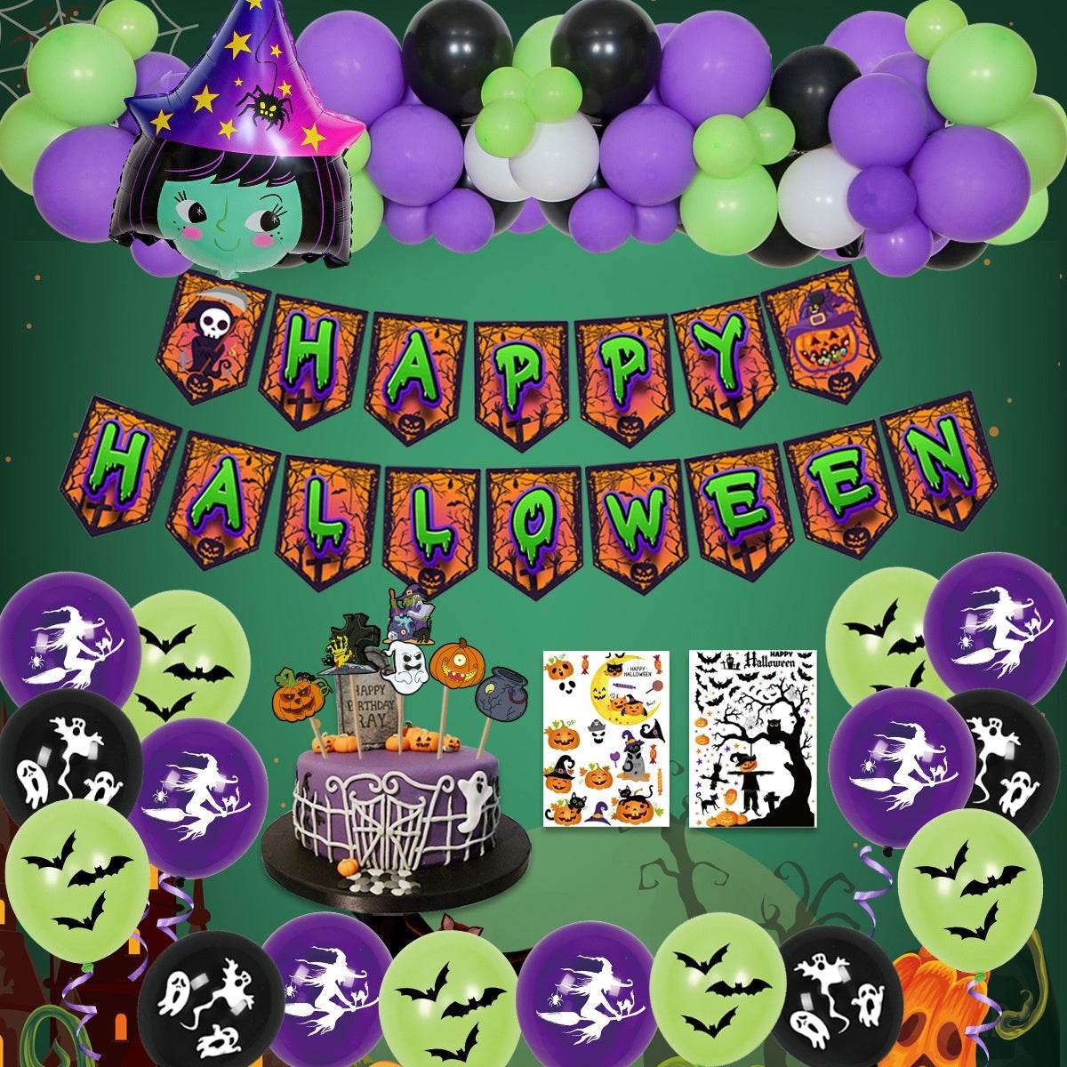 Halloween Party Decoration Balloon Combo Skull Pumpkin - Velora
