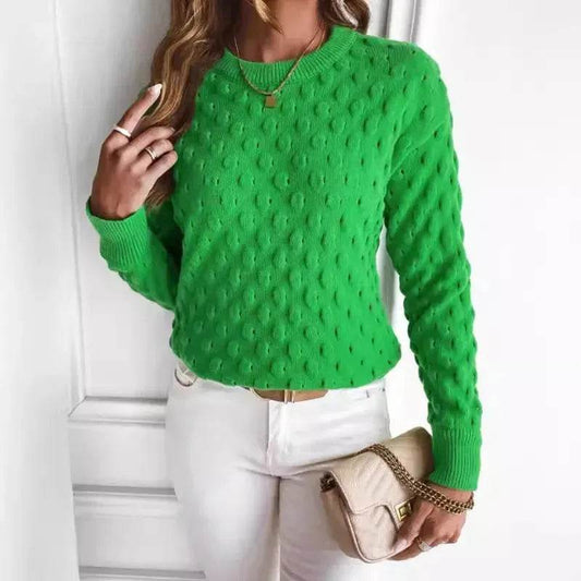 Pullover Round Neck Long Sleeves Knitwear Cashmere sweater Top women - Velora