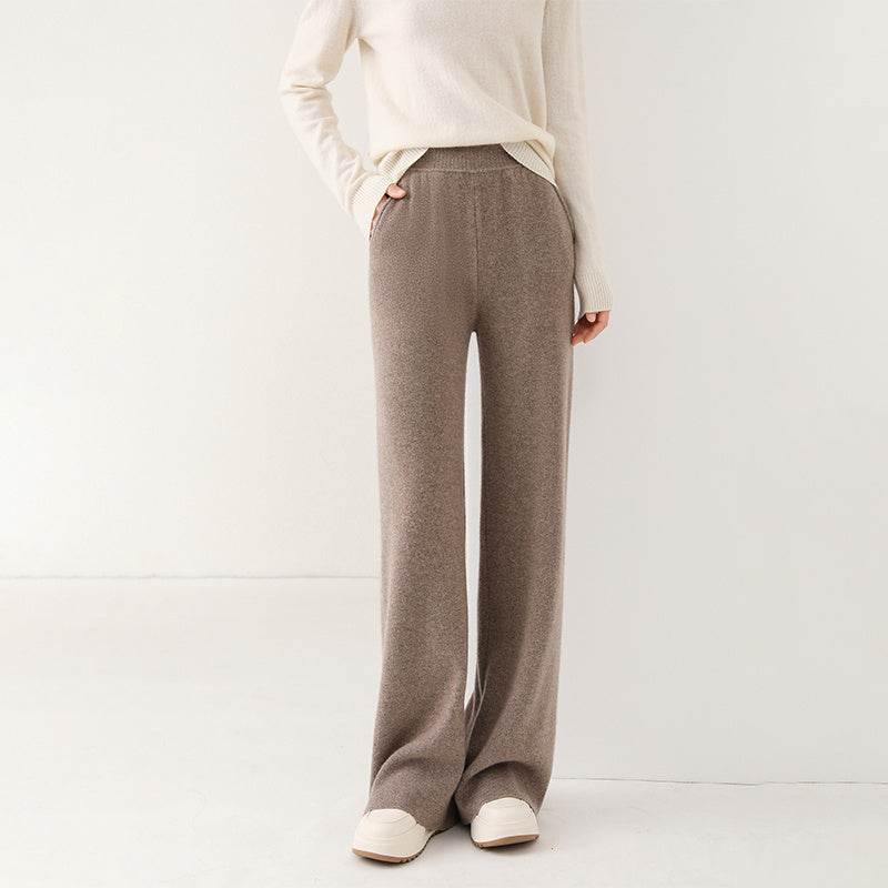 High Waist Casual All-match Knitted Mop Trousers Thickened - Velora