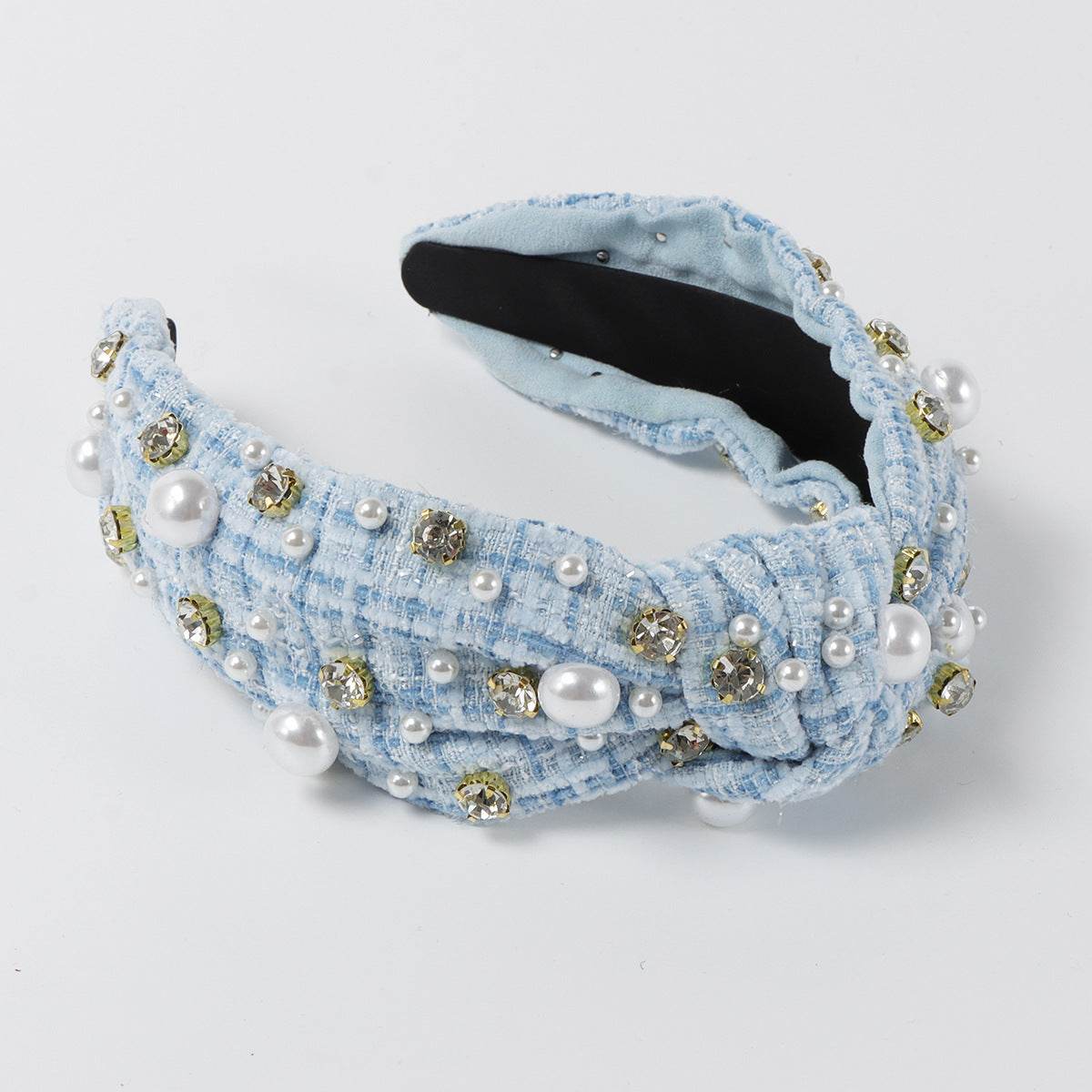 Vintage Fabric Rhinestone Pearl Headband - Velora