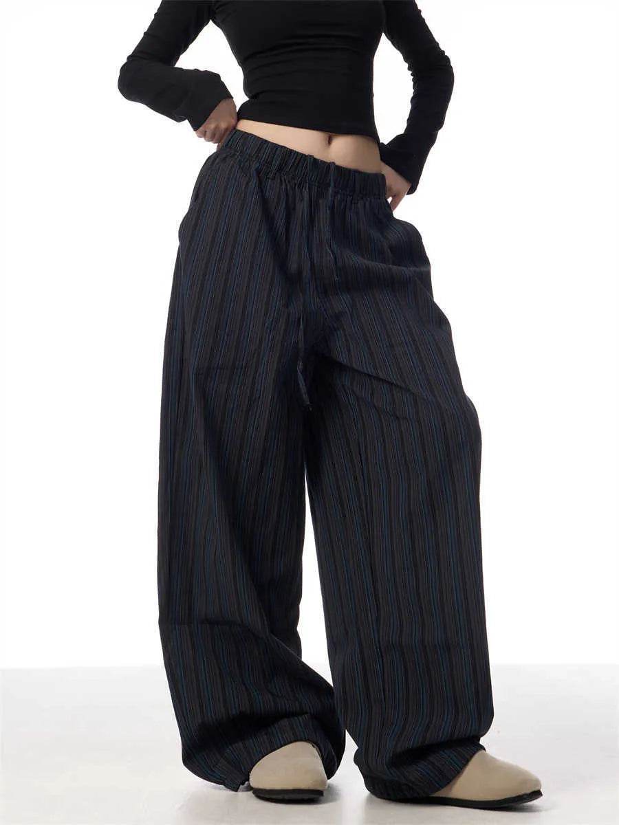 American Vintage Stripe Machete Wide-leg Casual Baggy Trouser Pants Women - Velora