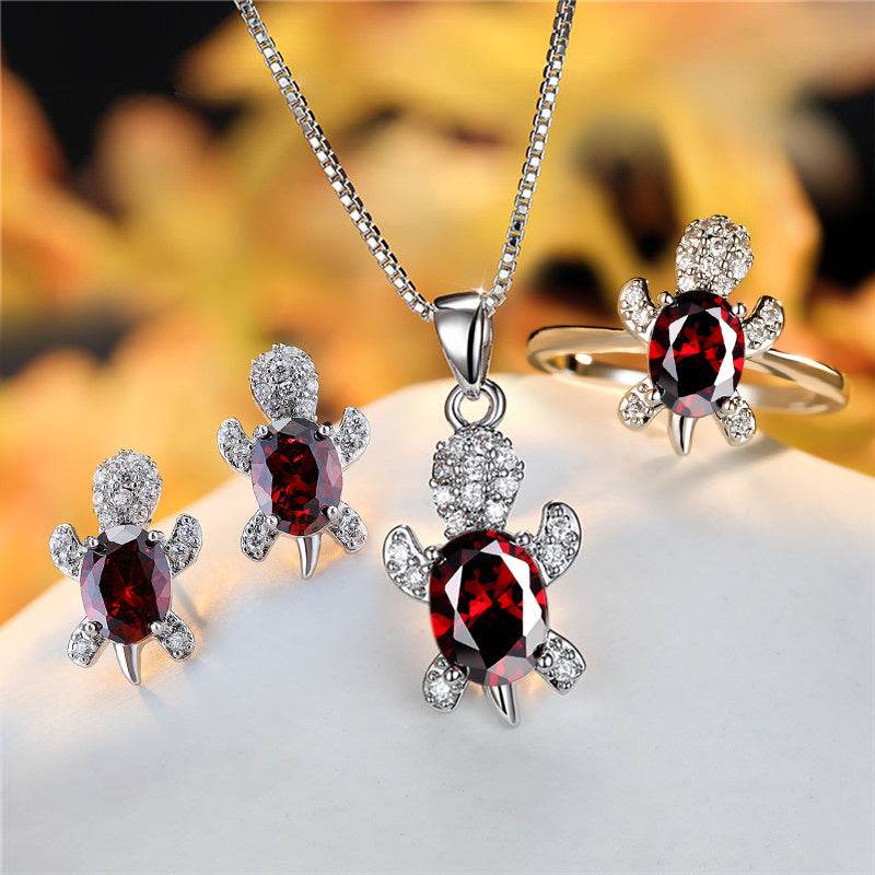 Fashion Oval Zircon Pendant Turtle Shape Necklaces With Rainbow Stone Multicolor Animal Necklace Jewelry For Woman And Children - Velora