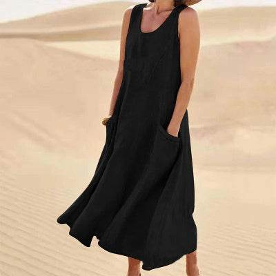 Summer Sleeveless Long Dress With Pockets Fashion Casual Loose Dresses Women's Clothing - Velora