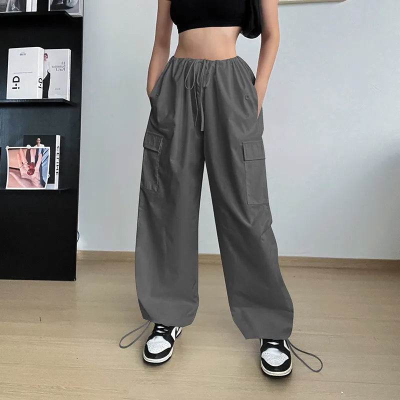 Women's Wide Leg Loose Plus Size Tether Straight Baggy Cargo Pants Women - Velora