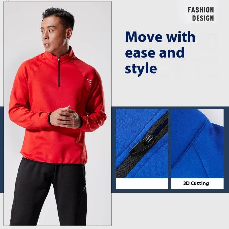 Half Zipper Long Sleeve Workout Top Outdoor Running Quick-drying Gym Shirt - Velora
