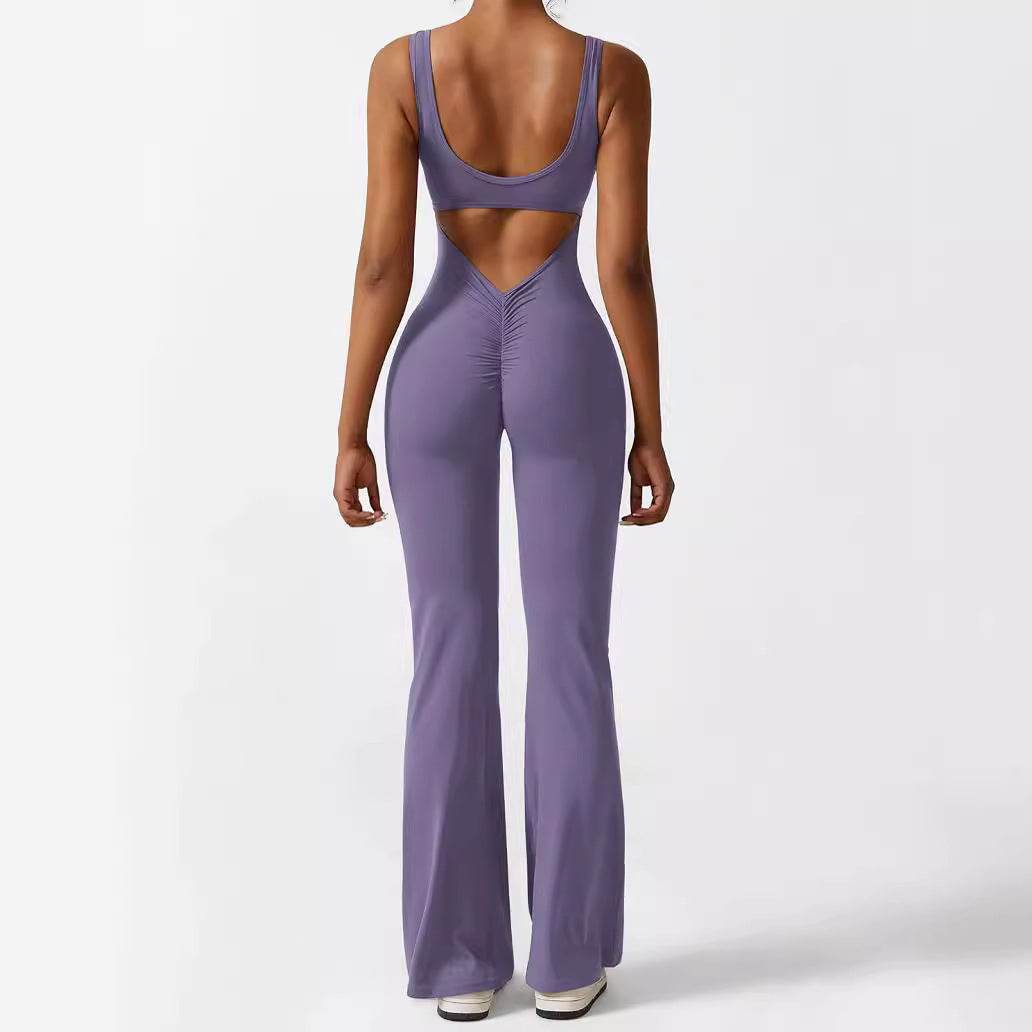 Women Sleeveless Flare Jumpsuits Fitness Yoga Long Pants - Velora