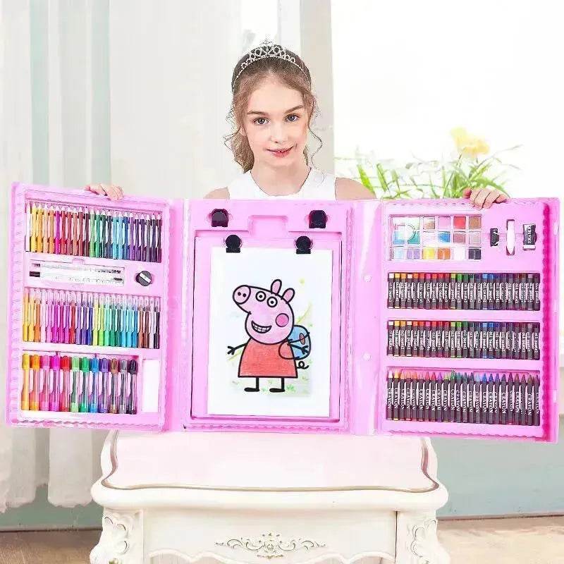 Double Panel Easel Version Watercolor Pen Set Brush Crayon Oil Pastel Children Painting Coloring Drawing Art set. - Velora