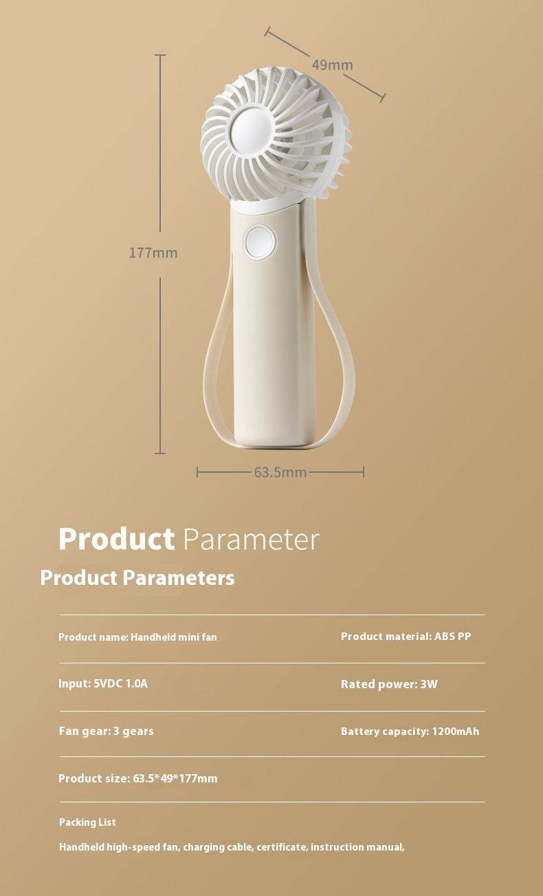 Handheld Fan Portable Silicone Handle Fixed Neck Mini - Velora