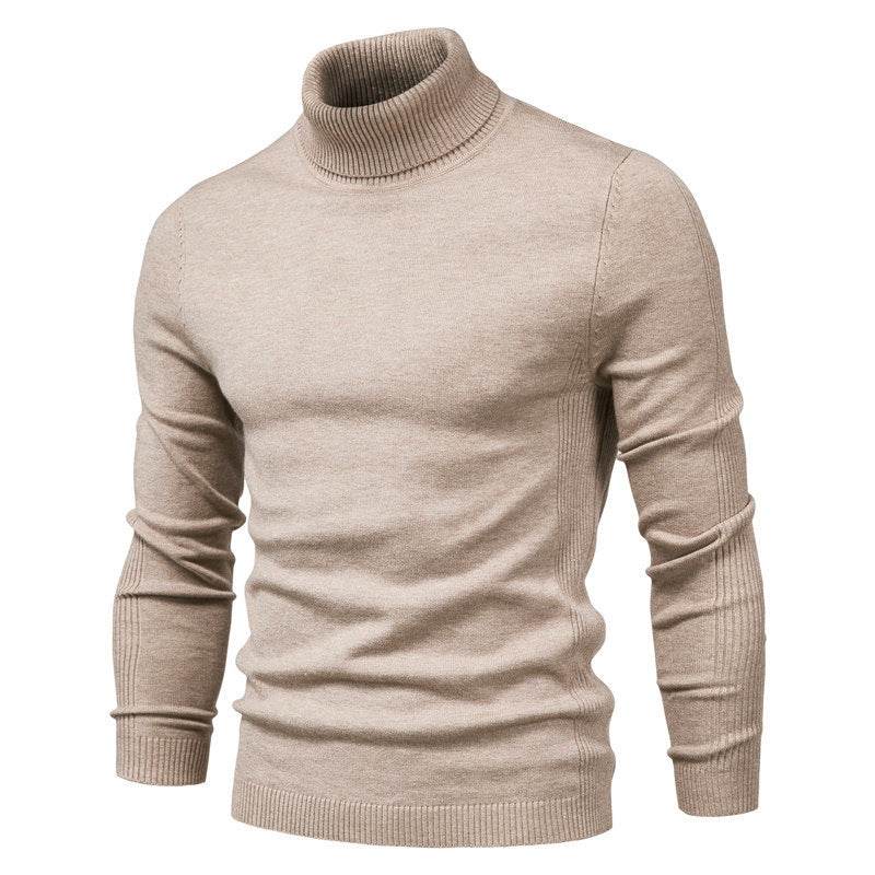 Men's Solid Color Slim Pullover Turtleneck Sweater Winter Casual Tops Clothing - Velora