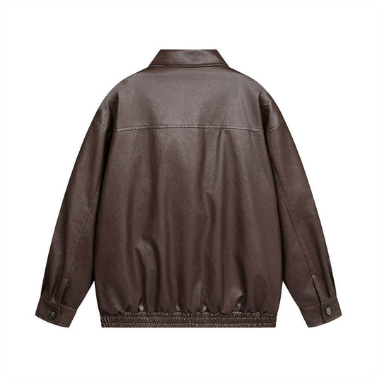 Men's Leather Coat Brand Zipper - Velora