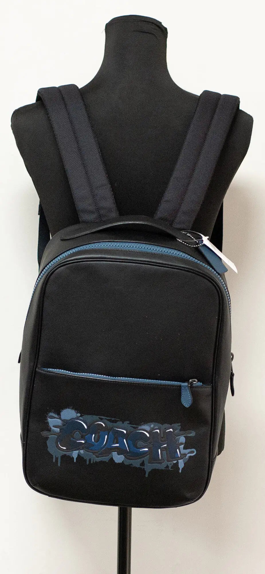 Coach Mens Westway Medium Black Leather Graffiti Logo Backpack