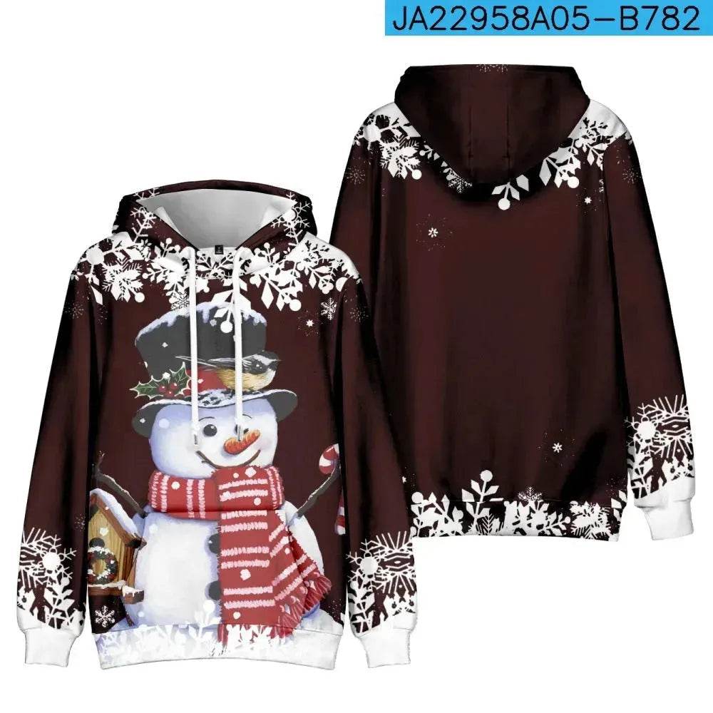 Christmas Snowman Personalized Printed Hoodie Sweatshirts - Velora