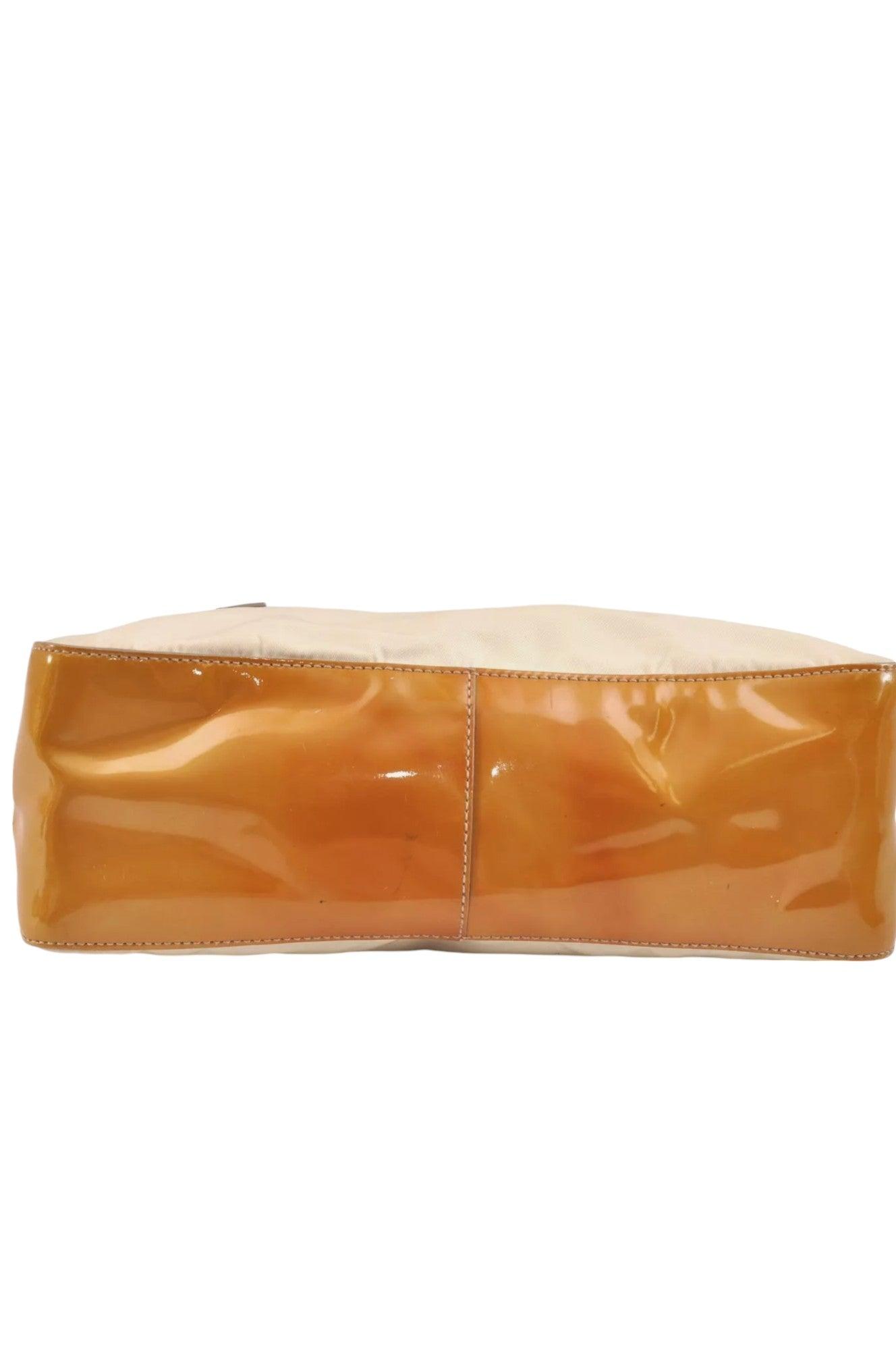 PRADA Nylon Tessuto Enamel Shoulder Hand Bag Purse Cream White 9257K - Velora