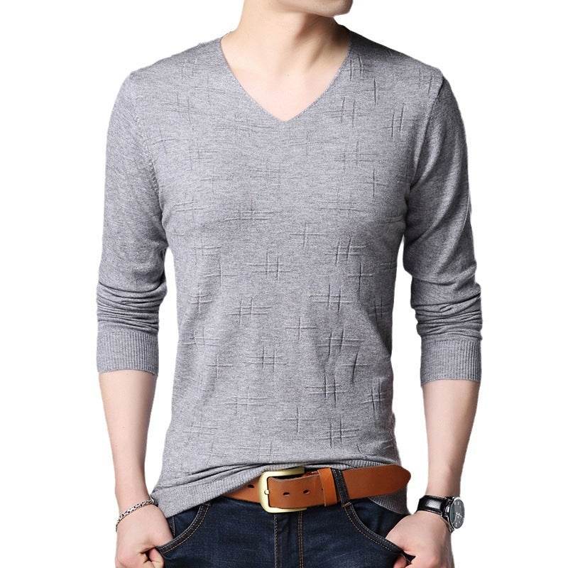 Men's Casual V-neck Thin Base Long Sleeve - Velora