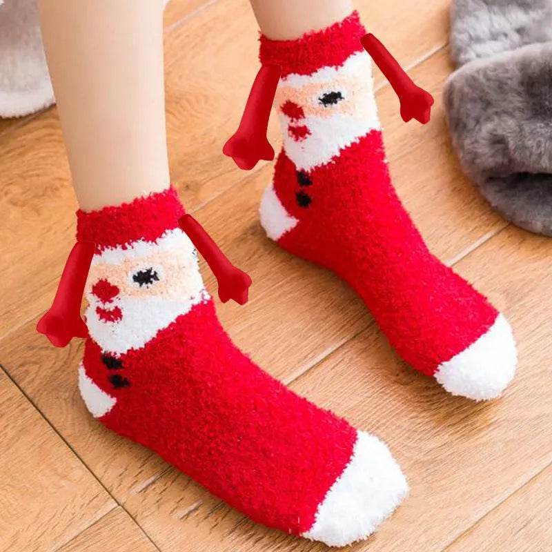 Soft Carton Christmas-themed Fleece Winter Home socks for Women