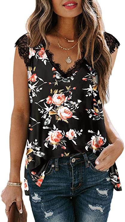 European And American New Lace Vest Loose Casual Slit T-shirt - Velora