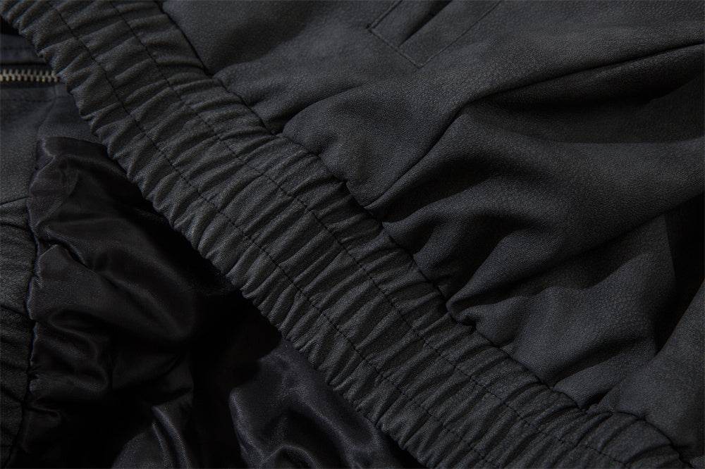 Men's Loose Casual Polo Collar Leather Coat - Velora