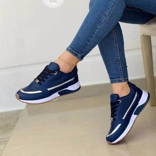 Casual Lace-up Flat Shoes Women Shallow Round Toe Sports Walking Sneakers - Velora