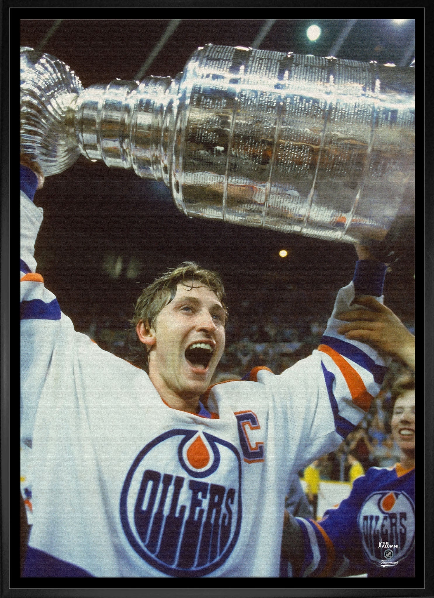 Wayne Gretzky 20x29 Framed Canvas Oilers Stanley Cup-V Frameworth Sports Marketing