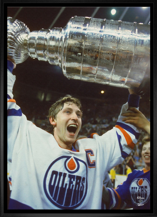 Wayne Gretzky 20x29 Framed Canvas Oilers Stanley Cup-V Frameworth Sports Marketing