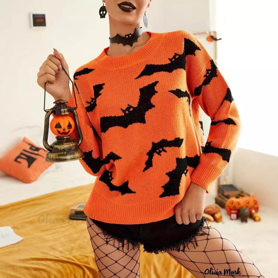 Fashion Women's Wear Long Sleeve Halloween Brocade Sweater Knitted - Velora