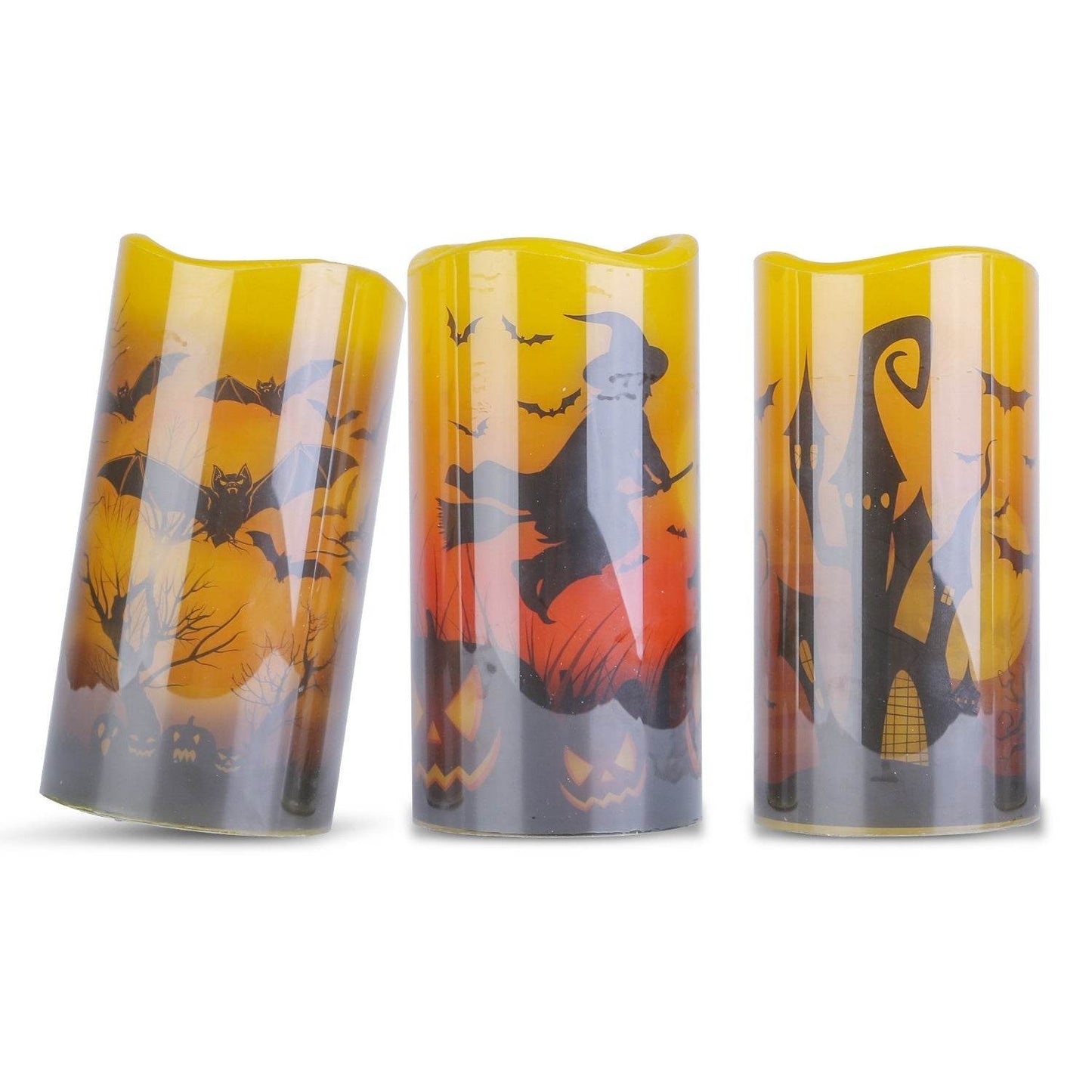 3 Pack Halloween Flameless Candle Lamp With Timer Setting Battery Operated Warm Orange Light Candles For Halloween Party Decoration - Velora