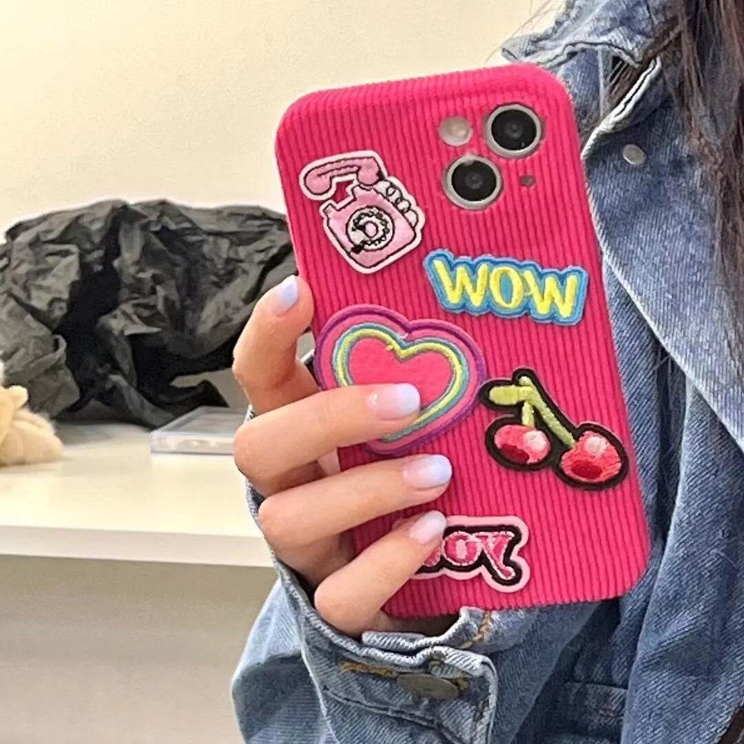 Embroidered Love Cherry Patch iphone Case women - Velora