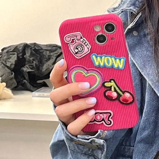Embroidered Love Cherry Patch iphone Case women - Velora