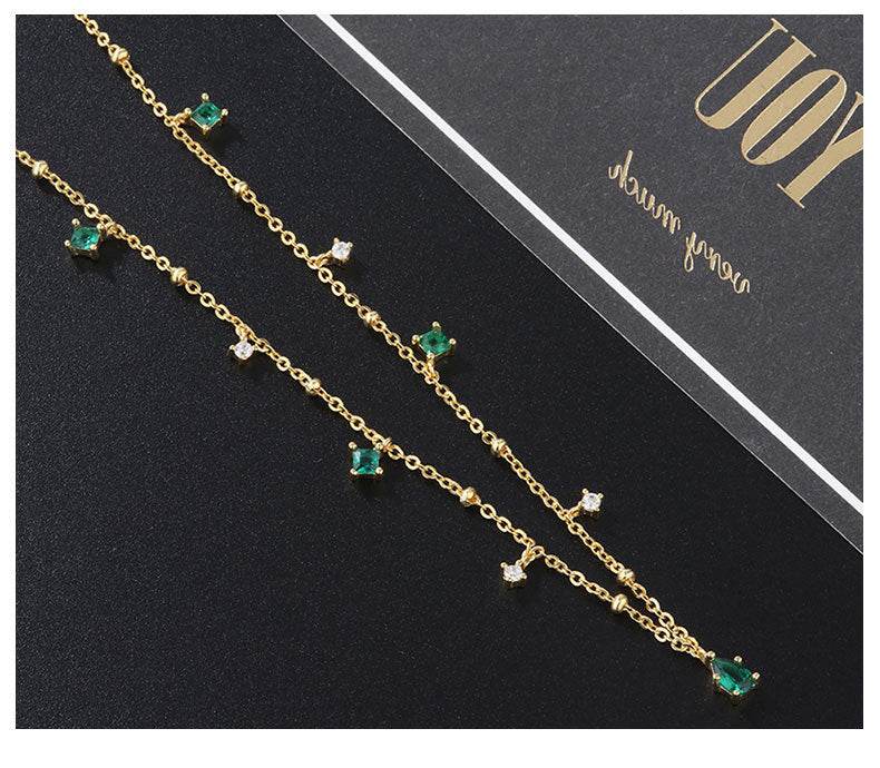Generous water drop emerald zircon necklace - Velora