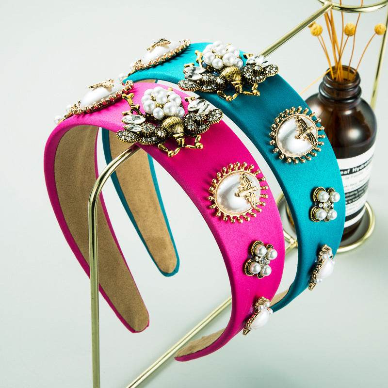 Fashion Inlaid Rhinestone pearl Headband dress headpiece - Velora