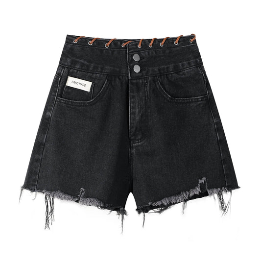 High Waisted Wide Leg Denim Shorts For Women - Velora