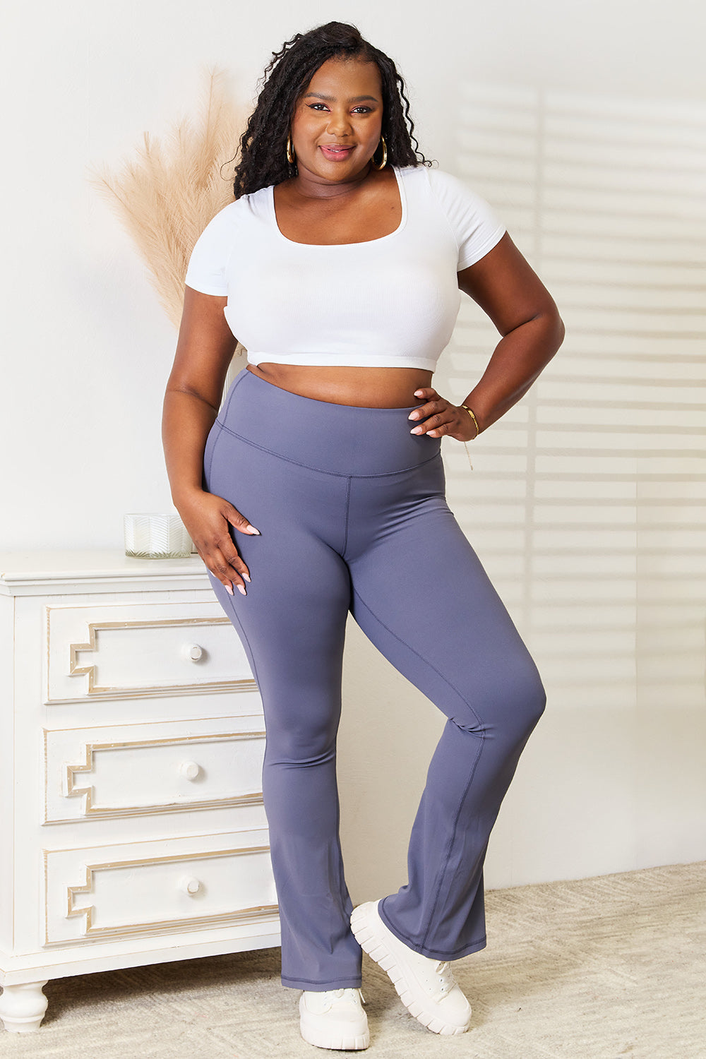 Millennia Basic Bae Wide Waistband Bootcut Sports Pants - Velora