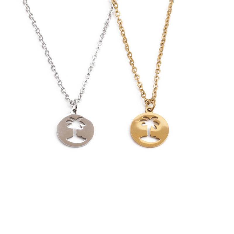 Titanium Steel Hollow Coconut Tree Pendant Neck Accessories Unisex - Velora