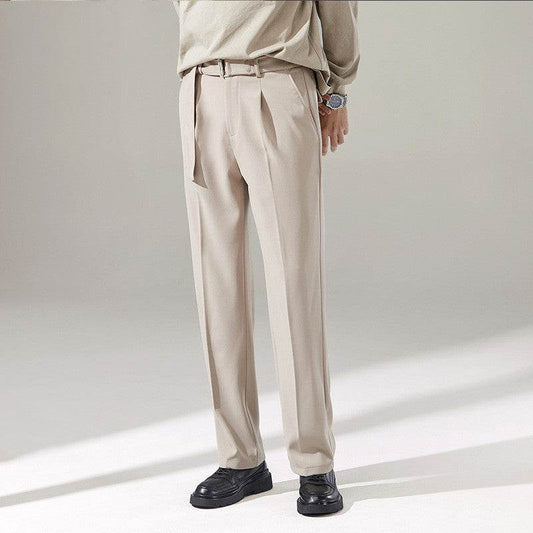 Detachable Belt Draping Wide-leg Suit Chinos Trouser For Men - Velora
