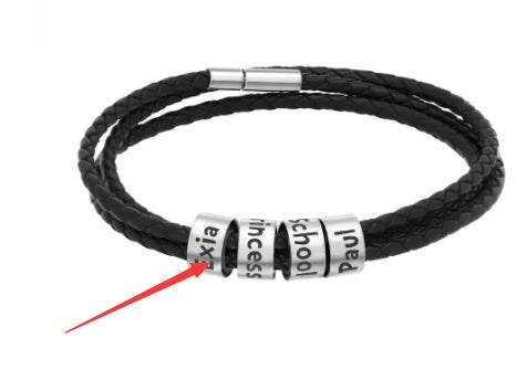 Personalized Mens Braided Genuine Leather Bracelet Stainless Steel Custom Beads Name Charm Bracelet For Men With Family Names - Velora